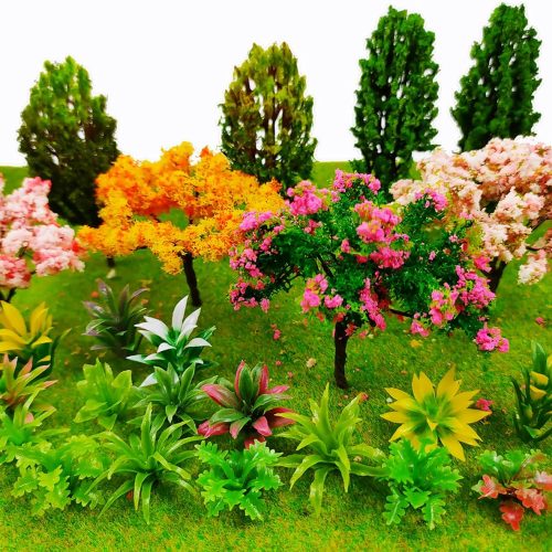 MOMOONNON 28 Pcs Miniature Fairy Garden Tree Plant Ornament, Mixed Model Trees 1-3 Inches, Miniature Dollhouse Pots Decor Moss Bonsai Micro Landscape DIY Craft Garden Ornament