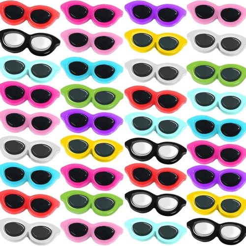 80 Pieces Mini Sunglasses for Crafts Resin Colorful Flatback Buttons Resin Scrapbook Decor Accessories Crystal Cute Charm Embellishments for Summer Beach DIY Hair Clip Phone Shell Ornament Crafts Suit