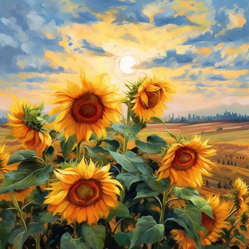 PRASIO Paint by Numbers Kit for Adults Flowers, Sunflower Easy Adult Paint by Number Kits on Canvas, DIY Acrylic Watercolor Oil Paint by Number for Adults Beginner for Home Decor Gift 16x16 Inch