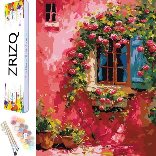 ZRIZQ Paint by Number for Adults Beginners,12" Wx16 L Canvas for Painting Kits for Adults in Colorful Box,Paint by Numbers for Home Wall Art Decor-City Street Flowers 2