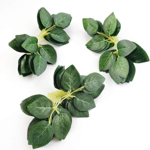 Floroom Artificial Green Leaves 35pcs Bulk Faux Silk Greenery Fake Rose Flower Leaves for DIY Wedding Bouquets Bridal Shower Centerpieces Home Decorations