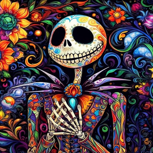 Halloween Diamond Art for Adults, Skullhead Jack Diamond Art Painting Kits for Adults Beginners, 5D Full Drill Nightmare Before Christmas Paint With Diamonds Gem Art Crafts Kits for Home Decor 12x16in