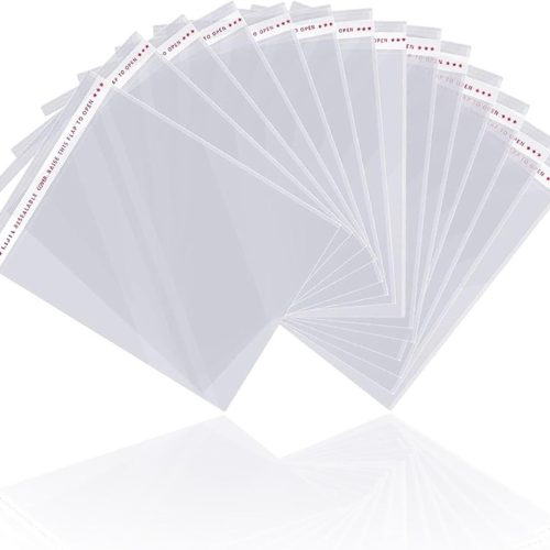 LonlyEagle 200 Pcs 5-1/2'' x 7-1/2'' Self Sealing Cellophane Bags，Clear Cellophane Cello Bags，Fit 5 X 7 Inch Cards Photos，A6 A7 Envelopes Candy，Self Adhesive for Packaging Gifts,Cookies