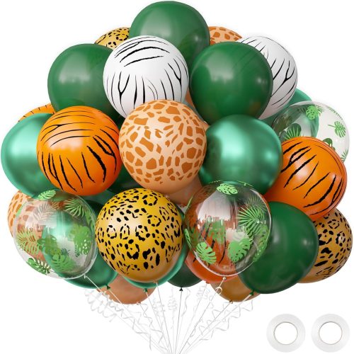 OuMuaMua Jungle Party Decorations, Jungle Safari Balloons, 68 Pack Animal Balloon Set for Boys Girls Tropical Safari Baby Shower Decor, Tropical Wild One Birthday Party Supplies, 12 Inch