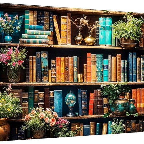 JOOZ Large Diamond Art Kits for Adults - 5D Book Diamond Painting Kits for Adults, DIY Full Drill Bookshelf Plant Diamond Art Painting, Bookshelf Gem Art Kits for Home Wall Decor 27.5x15.7 Inch