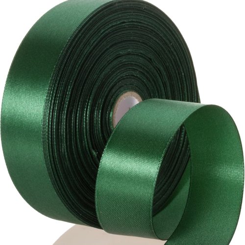50 Yards 1 Inch Forest Green Satin Ribbon, Single Face Polyester Solid Color Craft Fabric Ribbon for Handmade Roses, Gift Wrapping, Bouquets, Wedding, Christmas, and Party Decoration