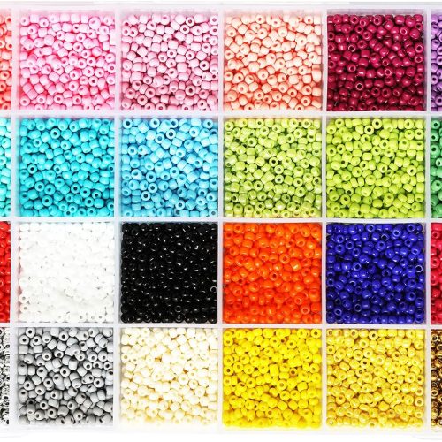 8/0 Glass Seed Beads - 7200pcs (3mm) 24 Colors Jewelry Making Kit with Storage Box, Ideal for Bracelets, Necklaces, DIY Crafts