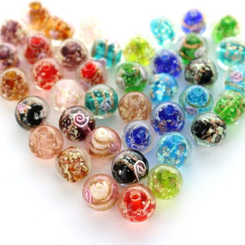 Artsy Crafts 40 Pcs Assorted Glow in The Dark Firefly Beads 12mm European Lampwork Luminous Glass Beads for Jewelry Making Charm Bracelet Necklace Earrings Crafts (Mixed 40pcs)