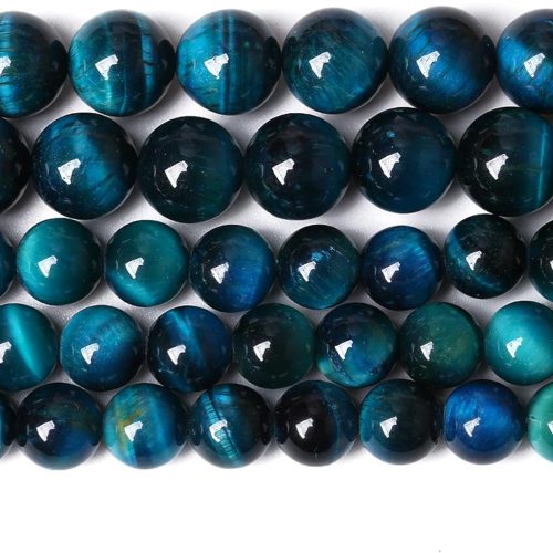 Blue Tiger Eye Gemstone Loose Beads Natural Round Loose Stone Beads for Jewelry Making DIY Bracelet Necklace Earrings 8mm 48pcs 1 Strand 15" (Blue Tiger Eye, 8mm)