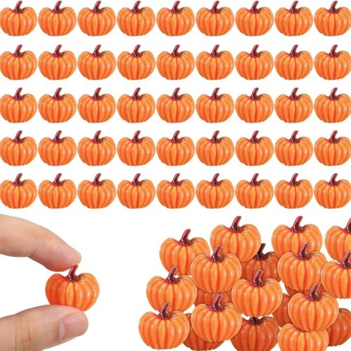 Leinuosen 60 Pcs Fall Pumpkin Mini Flatback Resin Charms Autumn Thanksgiving Halloween Resin Embellishments Cabochons Decoration Accessories for Hair Clip Phone Case