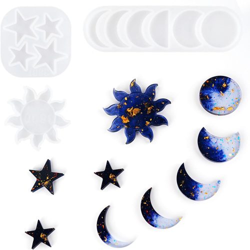 Moon Phase Resin Molds Sun and Star Epoxy Silicone Mold Kits Silicone Mold for Resin Crafts DIY, Making Decoration Pendants/Wall Hanging
