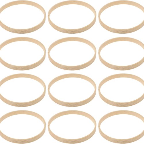 TEHAUX 12pcs 4inch Wooden Bamboo Floral Hoop, Mini Wreath Wooden Hoops Round Wreath Rings Macrame Supplies Embroidery Hoop for DIY Dream Catcher, Wall Hanging Craft and Wedding Decorations