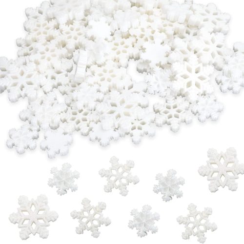 60Pieces Resin Snowflakes for Crafts, 3 Sizes White Glitter Resin Snowflakes Christmas Decorations and for DIY Cell Phone case Material and Hair Accessories (White)