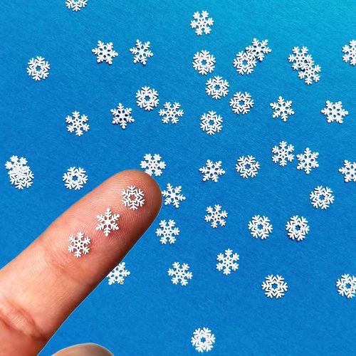 200pcs Mini Snowflakes for Crafts - 0.2In Small Metal Snowflakes Tiny Christmas Decorations for DIY Crafts Winter Party Xmas Tree Decor (White)
