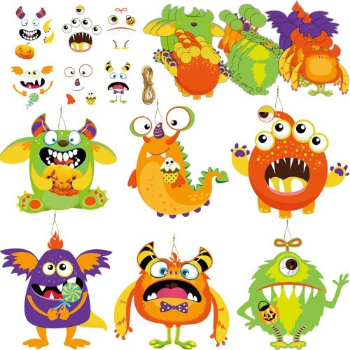 Party Greeting 24 PCS Halloween Craft Kits DIY Monster Craft for Kids, Make Your Own Set, Paper Decorative Kit for Home Class Game Activities