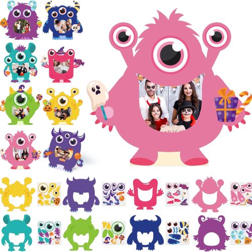 WATINC DIY Monster Frame Craft Kits - 112Pcs DIY Craft Kits for Kids, Make Your Own Monster Themed Picture Frame with Stickers, Party Favor Home Classroom Decoration Supplies（Halloween）
