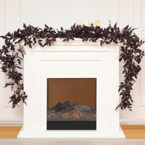 Zeyune 1 Pcs Plum Cimicifuga Seeded Garland Fall Leaf Garland Artificial Cimicifuga Ramosa Plant Leaf Garlands for Autumn Halloween Thanksgiving Day Table Mantle Wedding Decoration (6 ft)