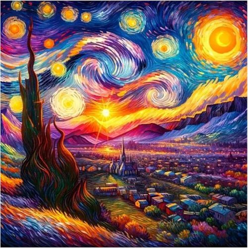 Diamond Art Kits for Adults, 5D DIY Van Gogh Starry Night Diamond Painting Kits for Adults Beginners, Diamond Dots Kits Gem Arts Crafts for Home Wall Decor 14x14 Inch