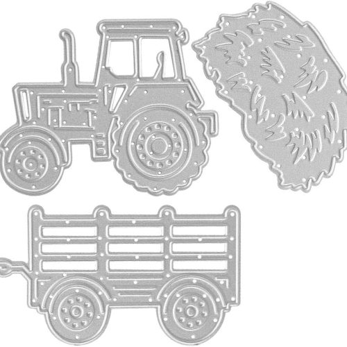 Metal Fall Farm Tractor Truck Cutting Dies for Card Making, Straw Harvest Die Cuts Truck Grass Dies Embossing Template for Scrapbooking DIY Etched Craft Dies