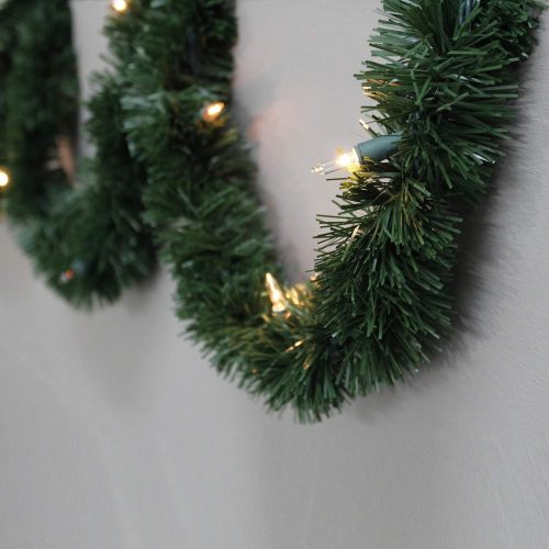 CT0811ZRA142GT_1 Brite Star 12-Foot Christmas Garland with Clear Lights - Perfect for Indoor or Outdoor Fireplace Mantle Decor, Kitchen Light, or Christmas Decorations Tree - Pre-lit Pine Garland For Holiday