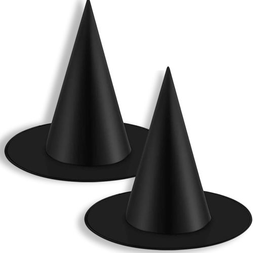 2Pack Black Witch Hats for Kids and Adults Witches Hat with Hanging Rop for Halloween Party Decorations