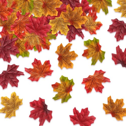 320PCS Artificial Maple Leaves Fake Fall Leaves Autumn Maple Leaf Fake Leaves Decor for Fall Decorations Crafts Thanksgiving Bulletin Board Decorations Table Decor Centerpiece Wedding Birthday Props