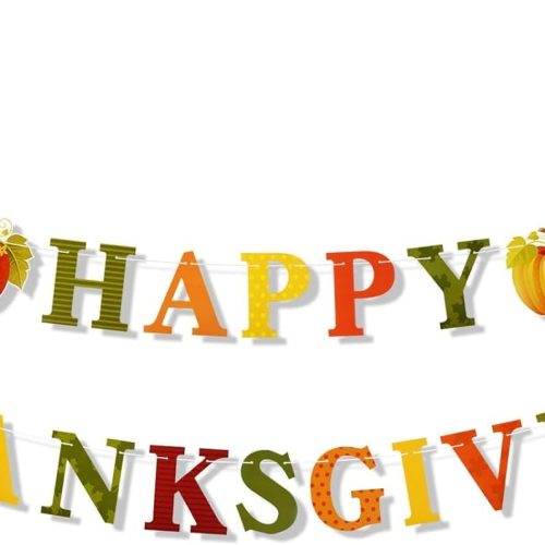 Happy Thanksgiving Banner Indoor Colorful Paper Thanksgiving Banners for Inside Mantel Fireplace Party Decorations