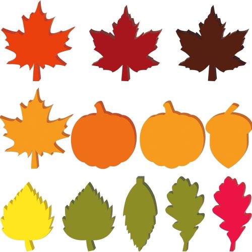Seajan 200 Pcs Thanksgiving Paper Leaves Fall Leaf Cutouts Bulk Thanksgiving Autumn Leaves Cutout Decor Fall Bulletin Board Decorations Pumpkin Cutouts with 400 Pcs Glue Point Dots for DIY Craft