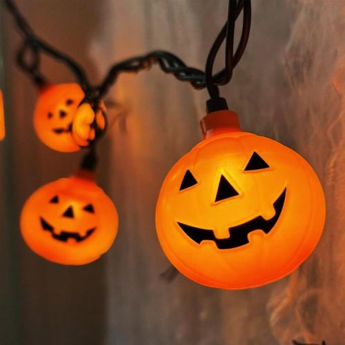 Halloween Decorations Pumpkin String Lights Outdoor, 8.5Ft Halloween Lights with 10 LED Waterproof Orange Jack O Lantern, Hanging Pumpkin String Lights UL Listed for Party Porch Home Window Decor
