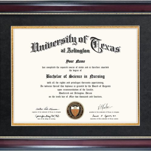 GraduationMall 8.5x11 Diploma Frame with Black over Gold Mat or Display 11x14 Document without Mat, UV Protection Acrylic, Mahogany with Gold Beads