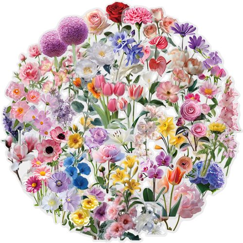 Flower Stickers for Scrapbooking, 100pcs Transparent Stickers for Scrapbook Supplies Cards Making Books Postcards Water Bottles Laptops Computer DIY, etc