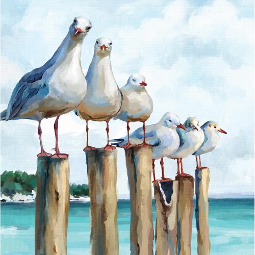 SUMGAR DIY Paint by Numbers Kit for Adults Beginner Seagull Blue Sea Paint by Numbers 16x20 Inch Without Frame Realistic Acrylic Oil Painting Drawing Craft Work Set with Brushes Christmas Gift