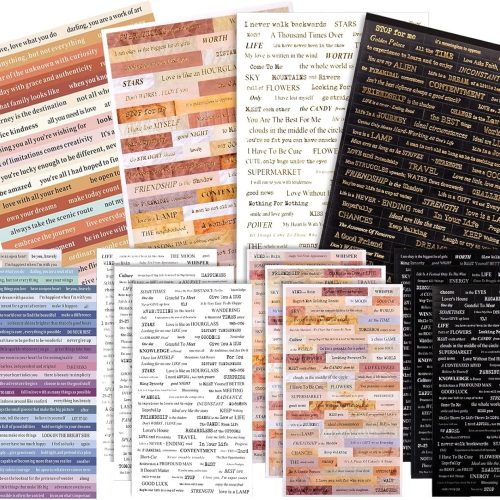 20 Sheet Quote Stickers for Journaling Vintage Scrapbook Phrase Word Scrapbooking Junk Journal Supplies Planners DIY Card Making Collage Album Aesthetic (Quote - Sheet)