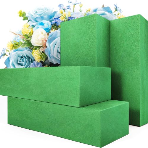 Max Shape Pack of 4 Large Size Floral Foam Blocks for Fresh and Artificial Flowers (9” L x 4” W), Wet Florist Foam Blocks for Wedding Holiday Decorations (4 Pack)