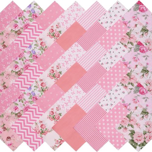 Pink Charm Packs for Quilting 5 inch - 5x5 Charm Squares Precut Quilting Fabric - 100% Cotton Fabric Squares for Sewing DIY Patchwork (42Pcs) ﻿