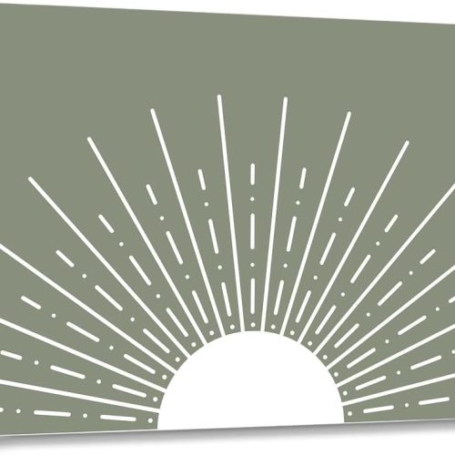 Abstract Boho Sage Green Framed Canvas Wall Art Decor, 1114 inch, Boho Sun Sunset Sunrise Print Painting Artwork Home Wall Decoration For Girls Room, Women's Gift