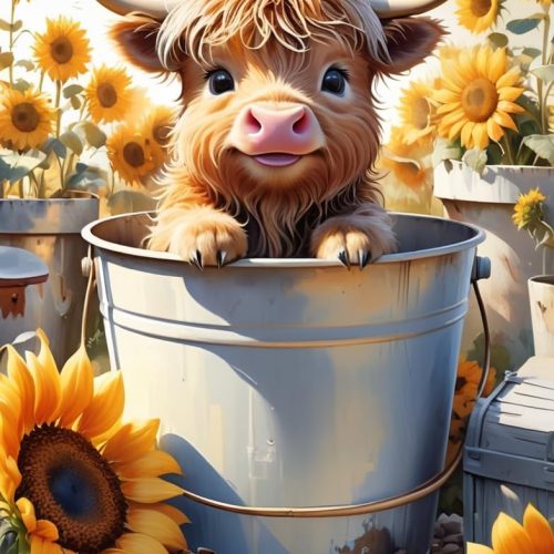GemZono Diamond Painting Kits for Adults, 5D Cow and Flower Full Drill Diamond Art, DIY Highland Cow Diamond Art Kit for Adults Gem Art for Home Wall Decor (12X16inch)