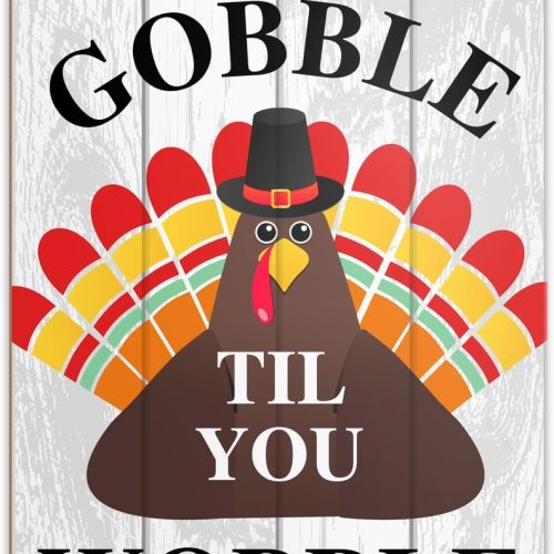 Thanksgiving Wall Art Decor Fall Gobble Til You Wobble Wooden Hanging Sign Thankful Decorations for Home Front Door Porch Turkey Farmhouse Autumn Thanksgiving Rustic Decor 7.8×10.2 Inches