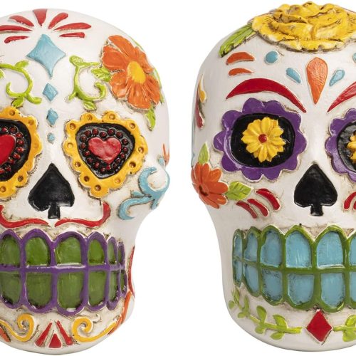 Sugar Skull Decor Day of The Dead Figurines, Dia De Los Muertos Gifts Altar Ofrenda Table Top Decorations for Home, Halloween Indoor Tabletop Desk Tiered Tray Decor