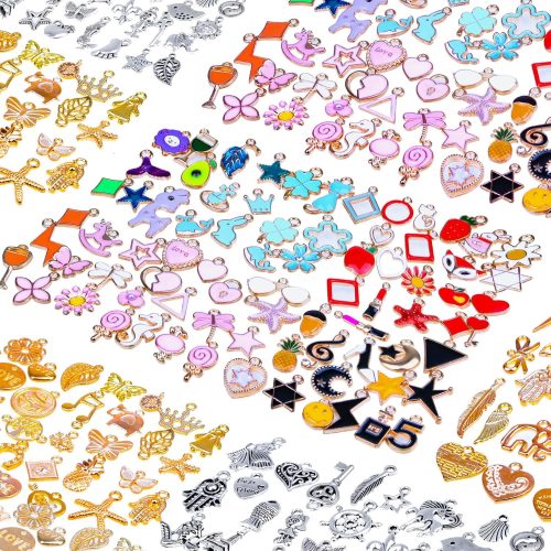 Mckanti 150PCS Bracelet Charms, Silver Bracelet Gold Plated Enamel Charms Pendants for Necklace Bracelet Jewelry Making and Crafting