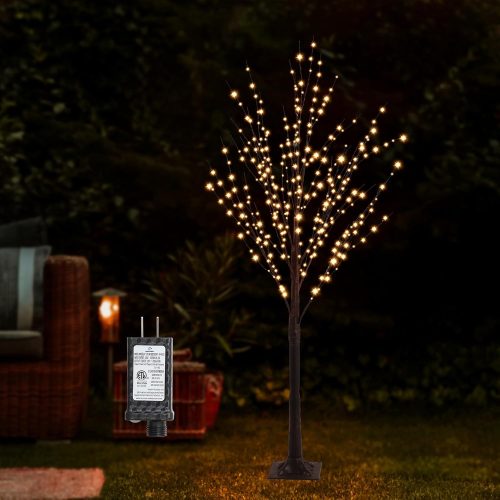 5FT 400 LED Lighted Tree Including Twinkle Lights, LED Birch Tree with Timer for Outdoor Indoor Easter Christmas Halloween Home Party Yard Decoration (Warm White Light)
