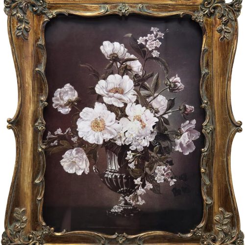 5x7 Vintage Picture Frame, Antique Bronze Gold Ornate Photo Frame for Wall Hanging or Tabletop Display, Decorative Floral Design Retro Home Decor, Photo Gallery Art