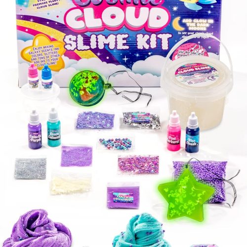 GirlZone Cosmic Cloud Slime Kit, Premade Galaxy Slime Kit for Girls Ages 10-12 with Glitter & Inks