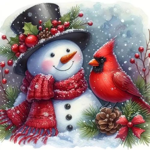 CT6349CT_1 ZQEATRY Winter Snowman Diamond Art Kits for Adults-Christmas Snowman Cardinal Diamond Painting Kits,DIY 5D Full Round Drill Diamond Dots Art and Crafts for Adults,Home Wall Decor 11.8x11.8inch