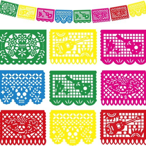 OHOME Dia De Los Muertos Decorations - Papel Picado Banner Streams | Day of The Dead Catrinas Ofrenda Backdrop Flag Para Fiesta Party Decorations Supplies for Mexican Altar De Muertos Indoor Outdoor