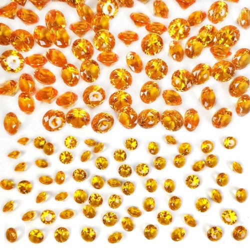 720 PCS Orange Acrylic Diamonds Gems Sparkling Fake Gemstones Rhinestones Jewel 20mm,10 mm Mixed for Fall Vase Fillers,Halloween Autumn Decoration,Thanksgiving Table Reception Confetti,Crafts