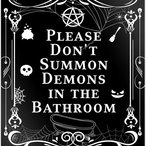Bathroom Decorations, Funny Black Metal Sign for Home, Halloween Toilet Wall Hanging, Bathroom Gothic Sign 16x12Inch
