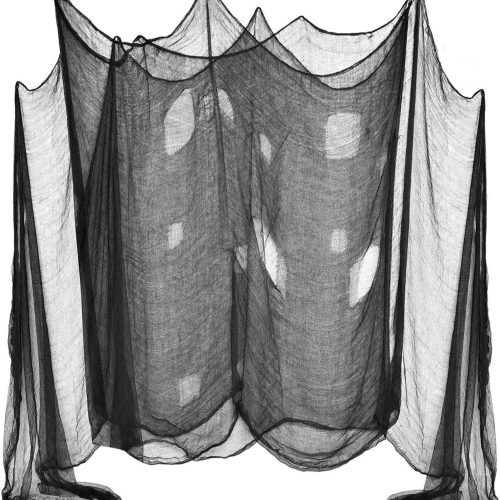 (48 x 240 in.) Halloween Creepy Cloth, DealKits Spooky Giant Cheese Cloth Tapestry for Halloween Party Supplies Decorations Outdoor Yard Home Wall Decor, Black