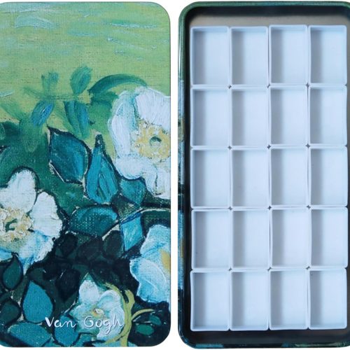 CTAP57CT_1 FCLUB Watercolor Palette Tin Box with 20 Full Pans, Empty Magnetic Squares - Metal Art Paint Mixing Tray for Watercolor Painting, Portable Paint Box for Artists