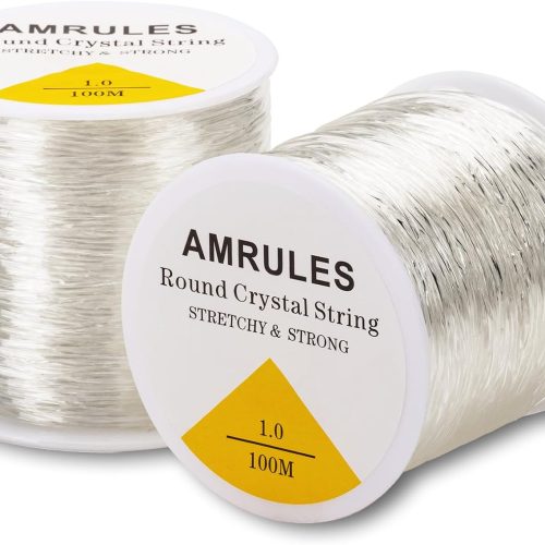 CTAS35CT_1 2 Rolls 1mm Elastic String for Bracelets, 656 Feet Crystal Stretchy String Clay Bead Cord for Bracelet Beading Necklace Jewelry Crafts Making, White